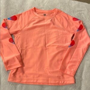 Tea Collection Kids Swim Long Sleeve Rashguard - Coral with Heart Accents